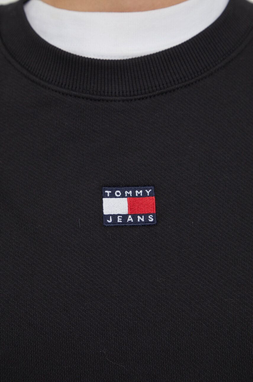 Tommy Jeans Bavlnená mikina dámska čierna farba s nášivkou - Pepit.sk