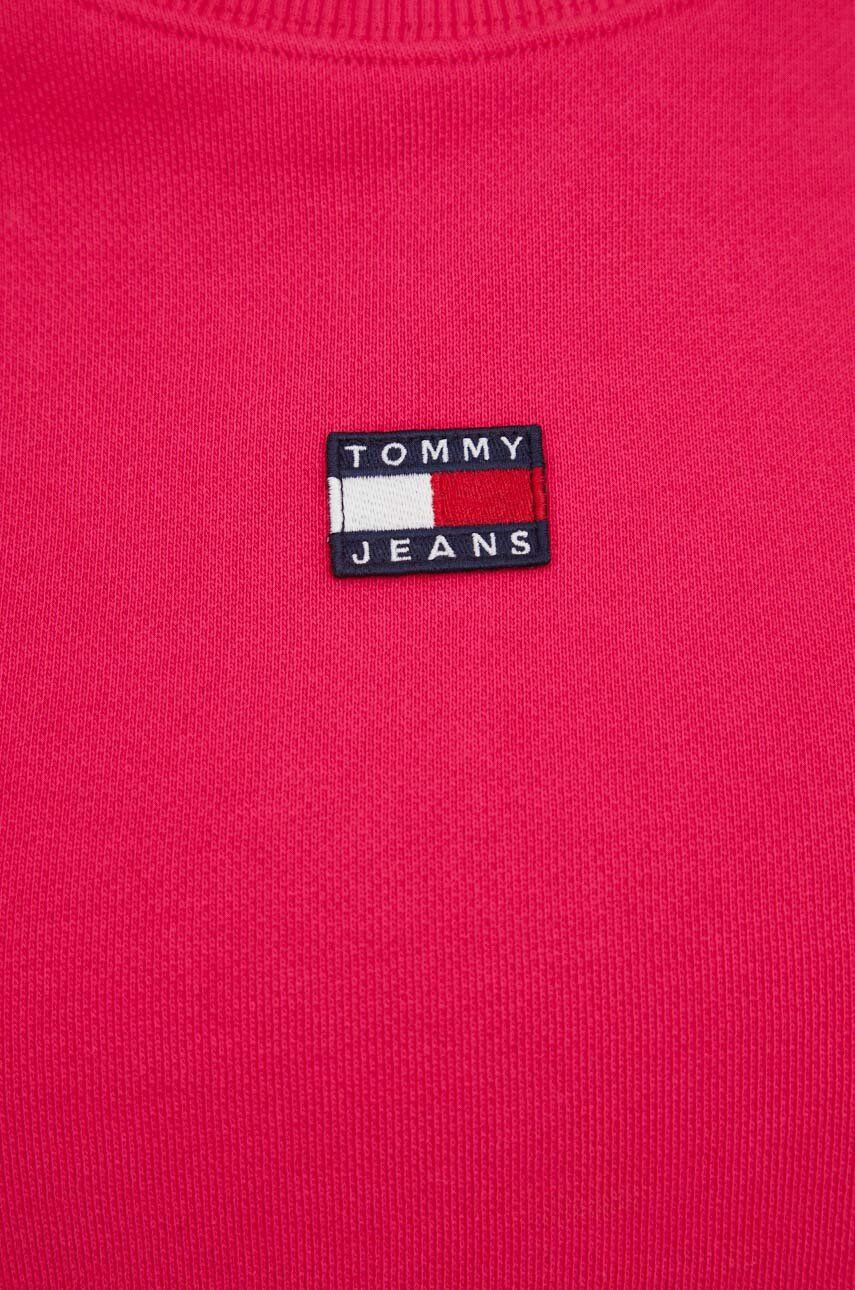 Tommy Jeans Bavlnená mikina dámska červená farba jednofarebná - Pepit.sk