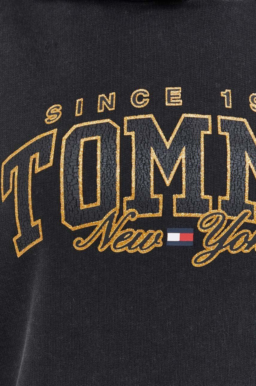 Tommy Jeans Bavlnená mikina dámska šedá farba s kapucňou s potlačou - Pepit.sk