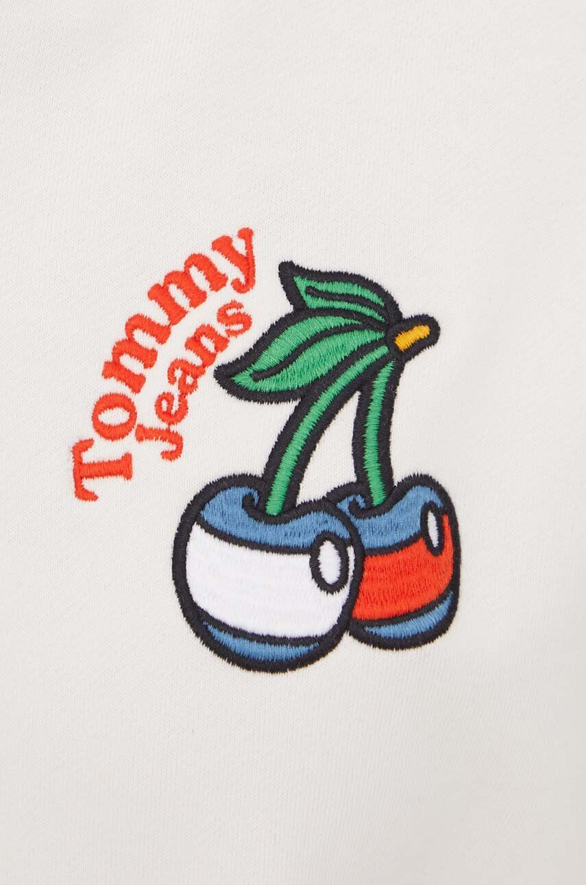 Tommy Jeans Bavlnená mikina dámska béžová farba s kapucňou s potlačou - Pepit.sk