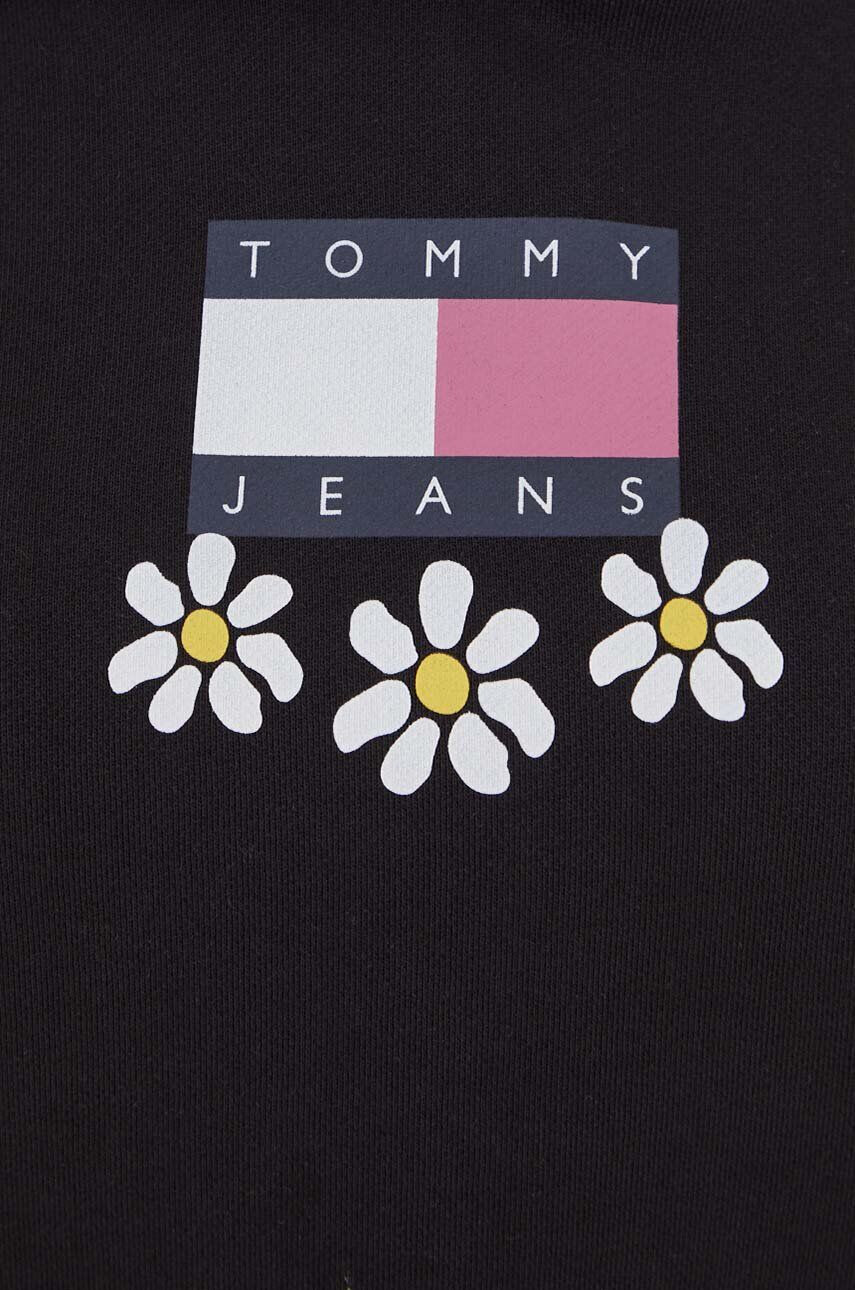 Tommy Jeans Bavlnená mikina dámska čierna farba s kapucňou s potlačou - Pepit.sk