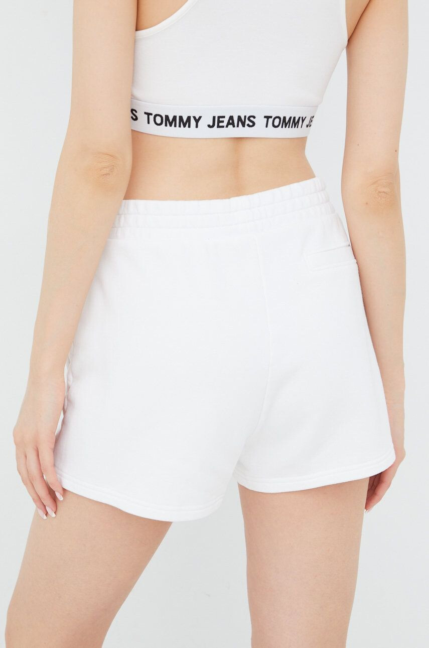 Tommy Jeans Bavlnené šortky dámske biela farba jednofarebné vysoký pás - Pepit.sk