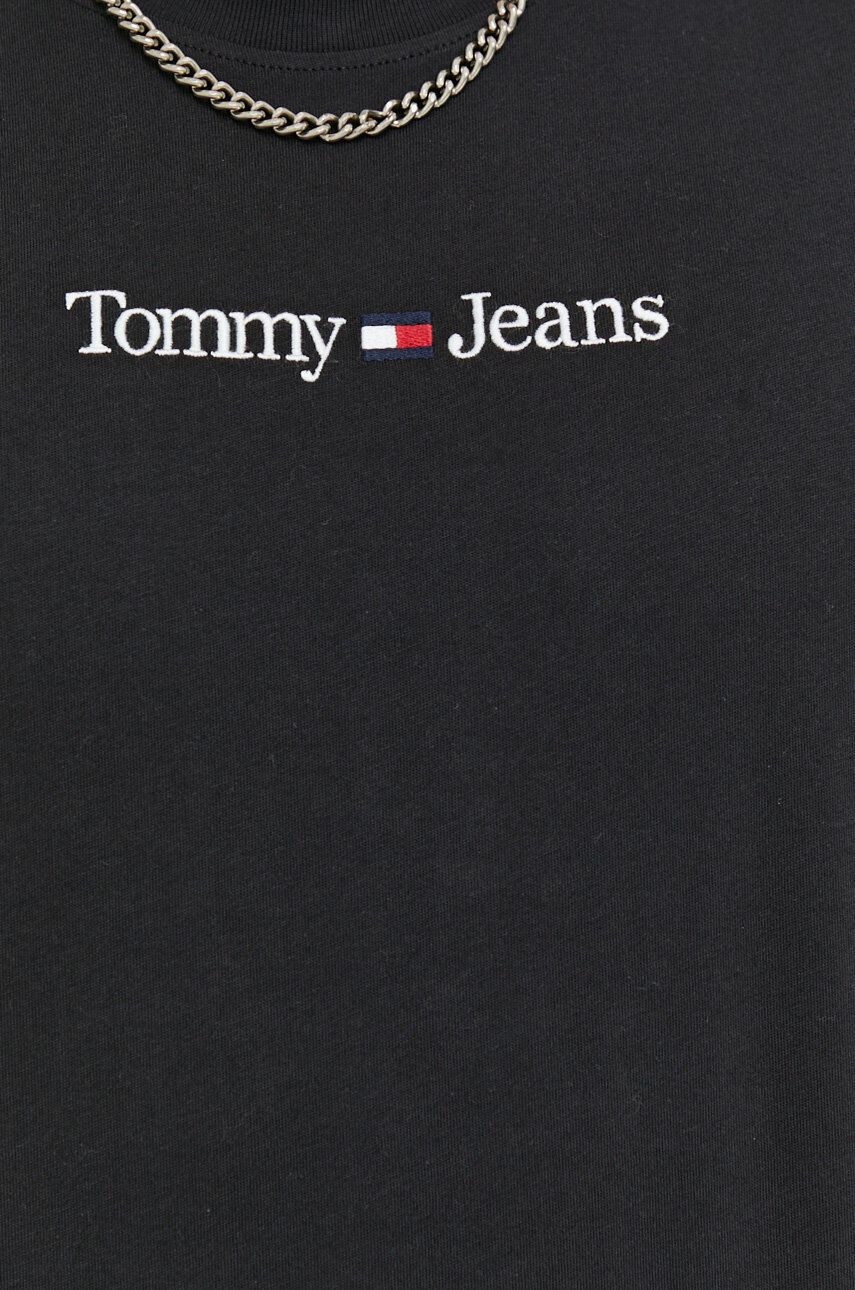 Tommy Jeans Bavlnené tričko čierna farba jednofarebné - Pepit.sk