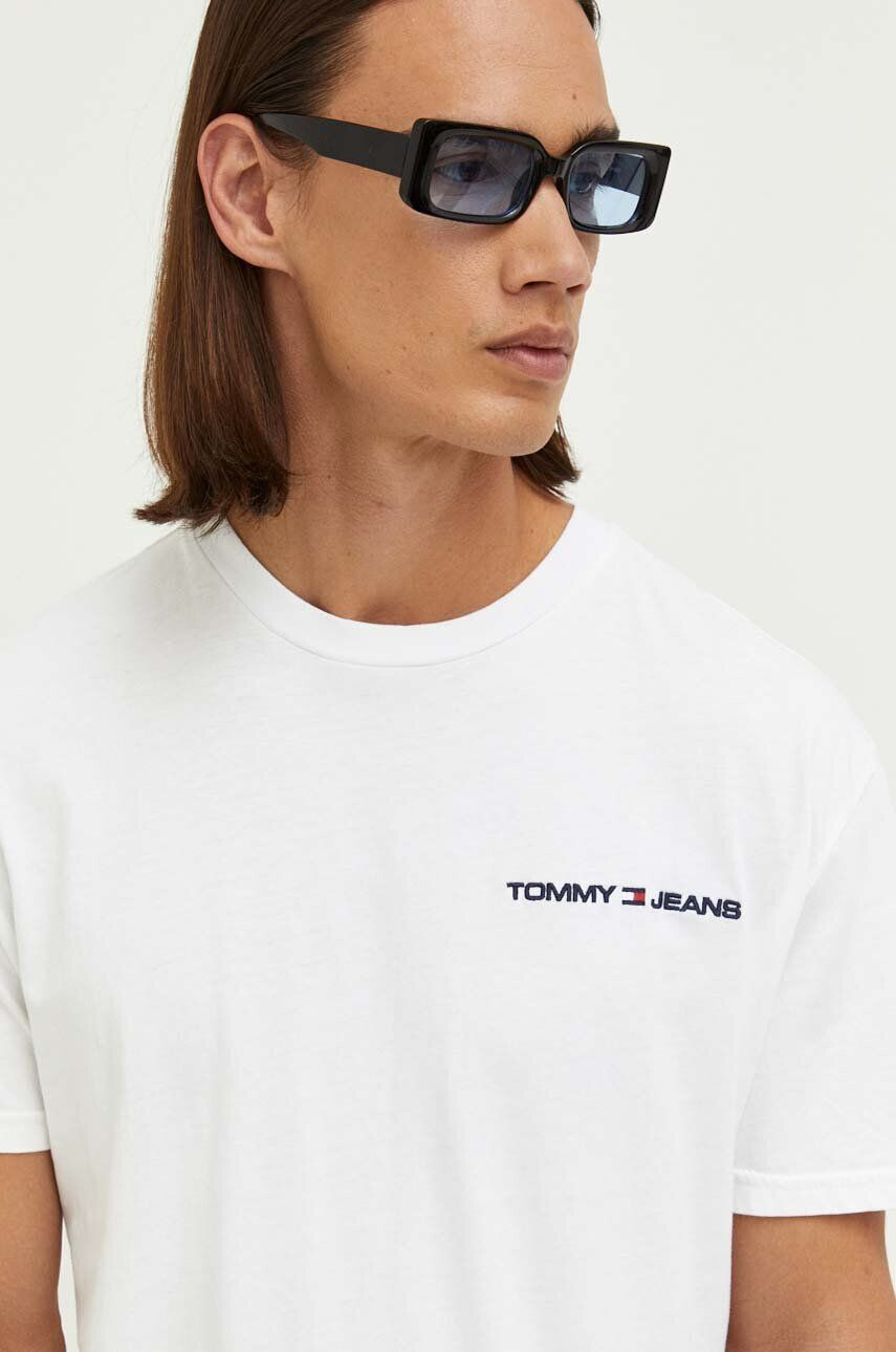 Tommy Jeans Bavlnené tričko šedá farba s potlačou - Pepit.sk