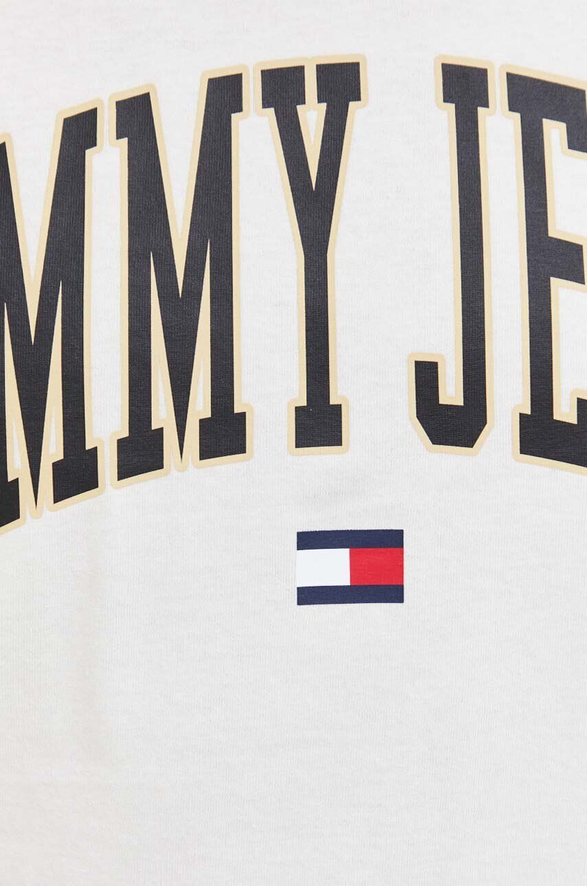 Tommy Jeans Bavlnené tričko béžová farba s potlačou - Pepit.sk