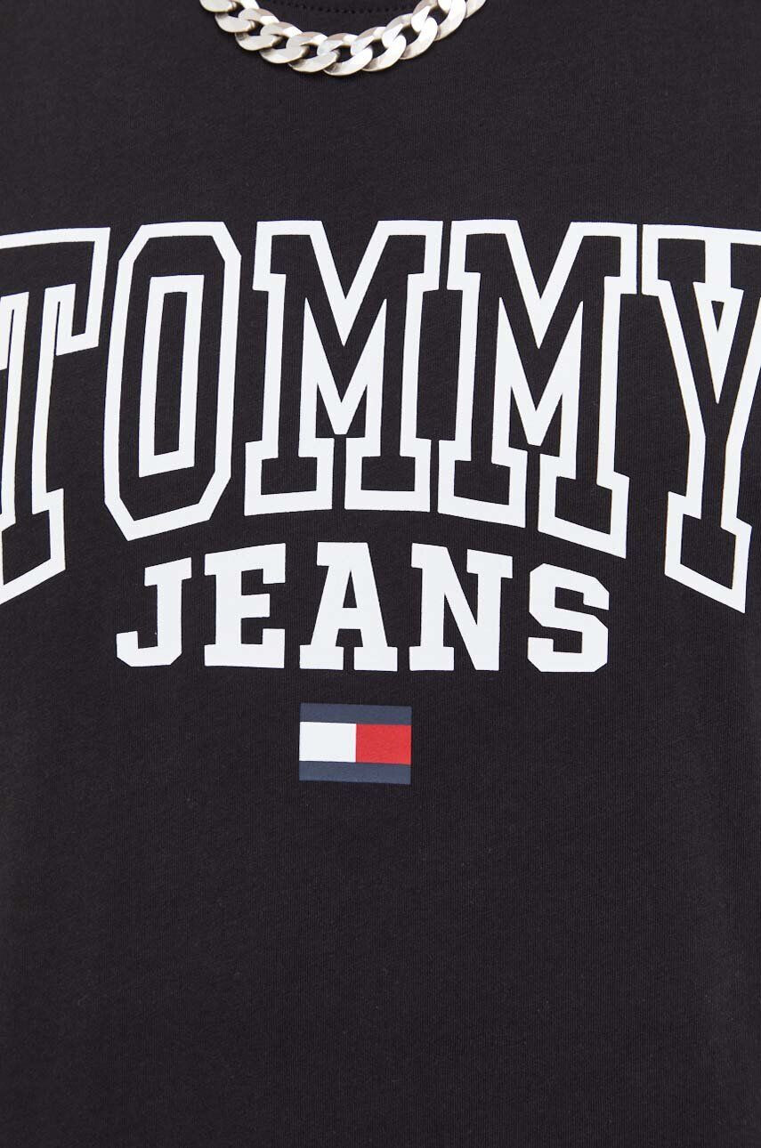 Tommy Jeans Bavlnené tričko čierna farba s potlačou - Pepit.sk