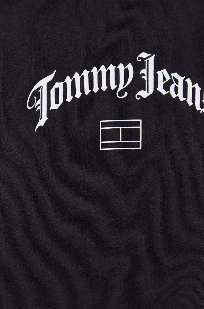 Tommy Jeans Bavlnené tričko čierna farba s potlačou - Pepit.sk