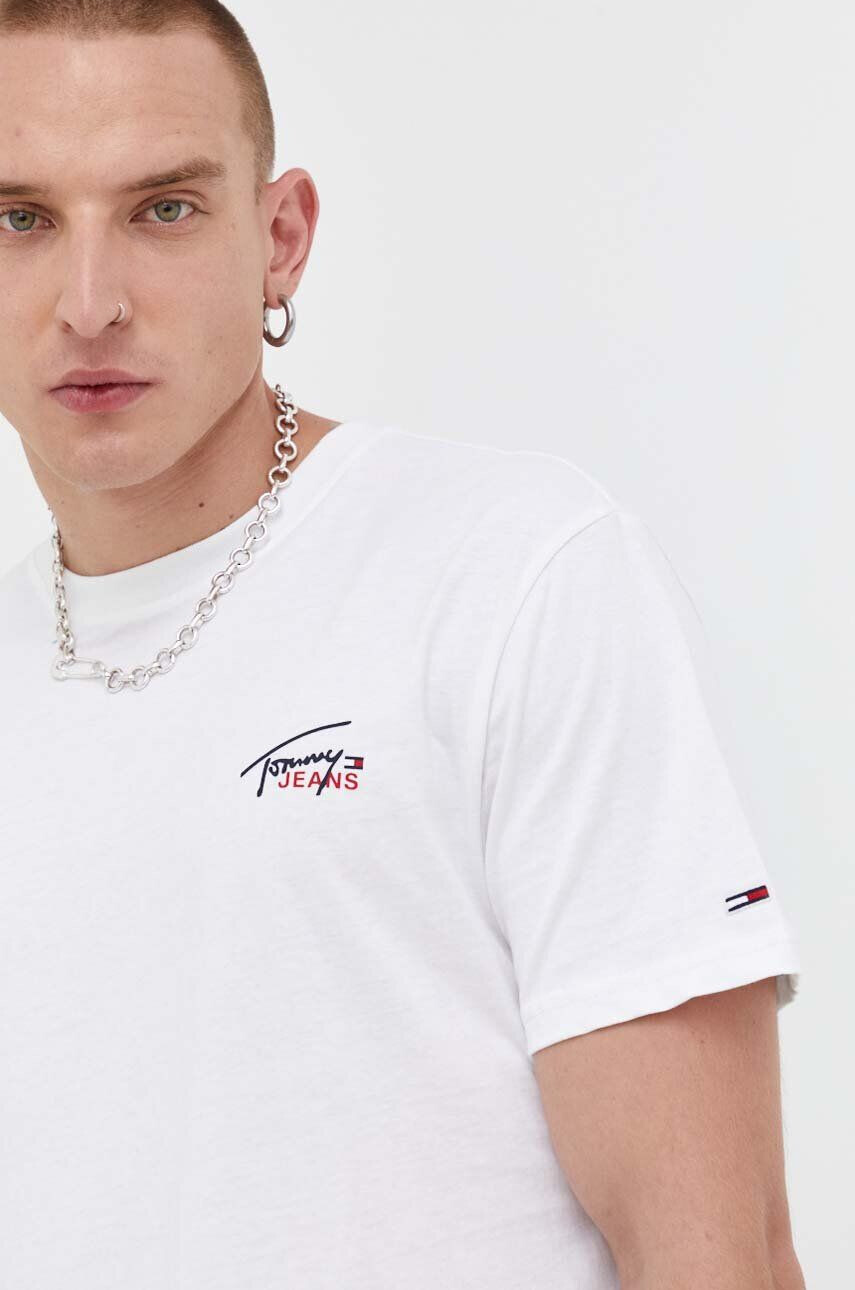 Tommy Jeans Bavlnené tričko biela farba s potlačou - Pepit.sk