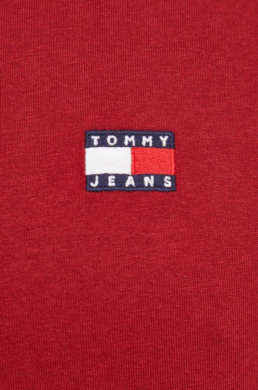 Tommy Jeans Bavlnené tričko pánsky bordová farba s nášivkou - Pepit.sk