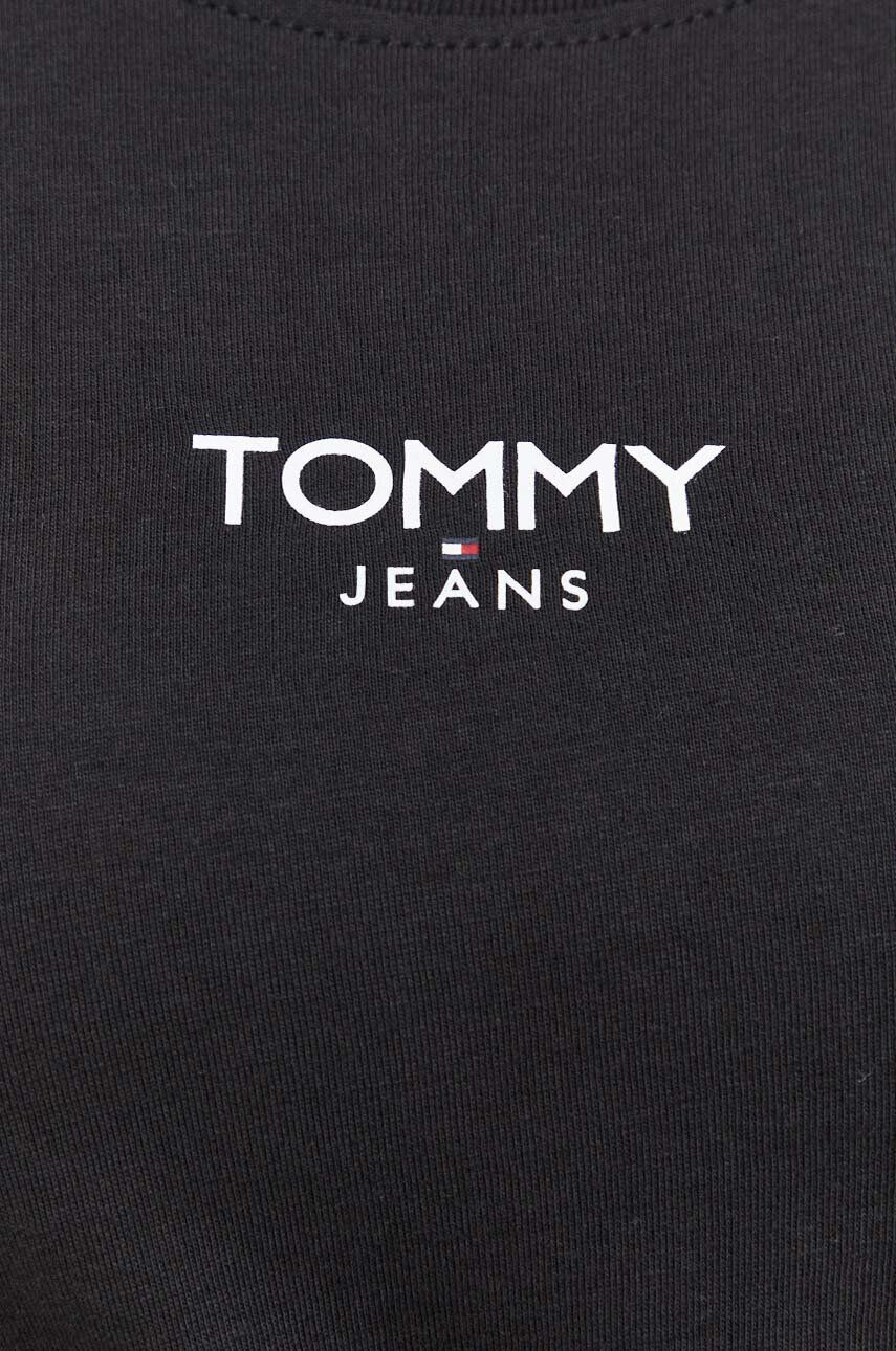 Tommy Jeans Bavlnené tričko s dlhým rukávom čierna farba - Pepit.sk