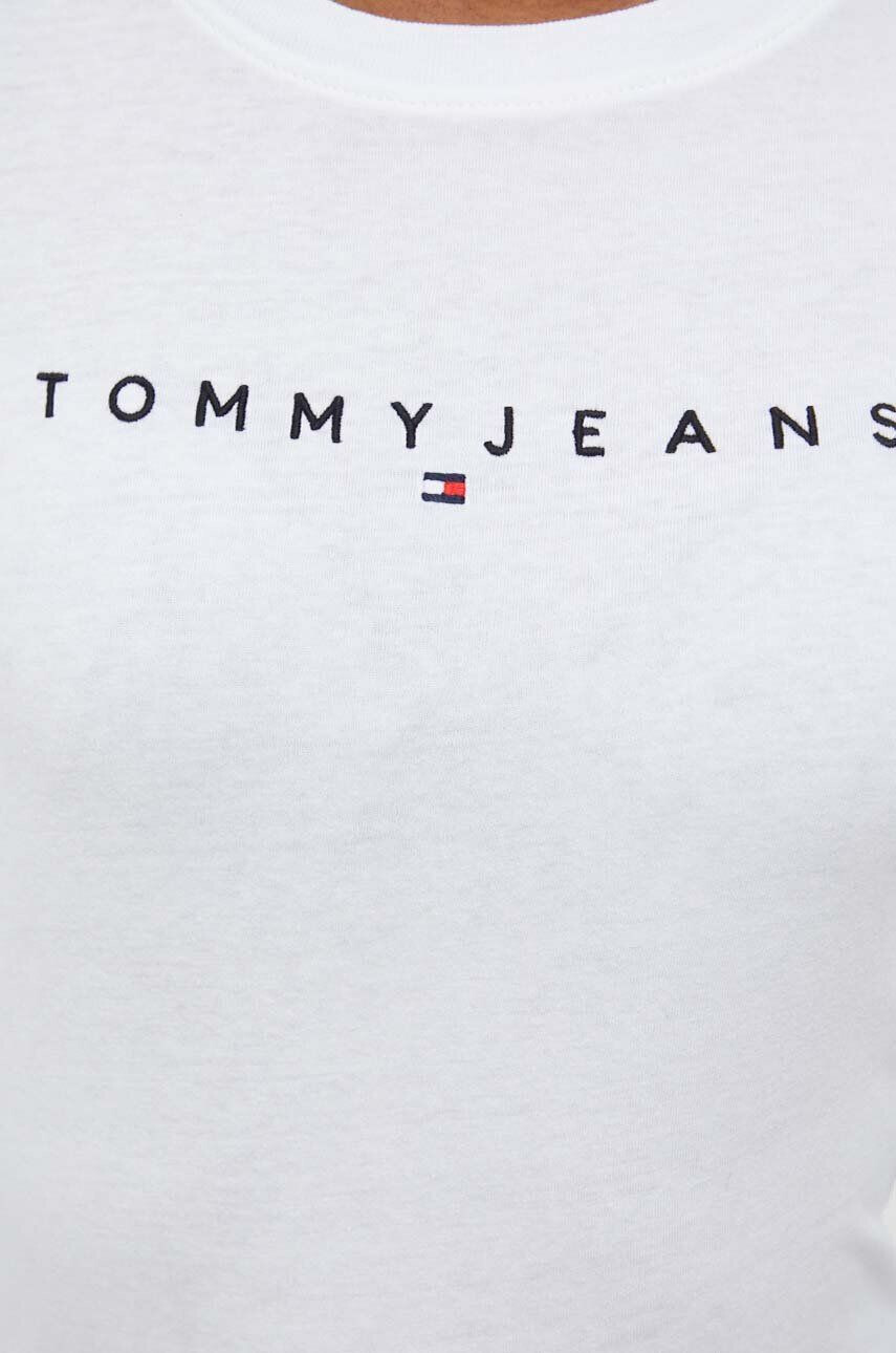 Tommy Jeans Bavlnené tričko s dlhým rukávom biela farba - Pepit.sk