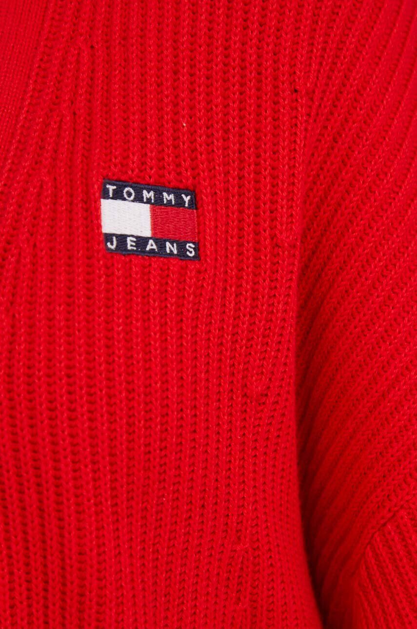 Tommy Jeans Bavlnený kardigán červená farba - Pepit.sk