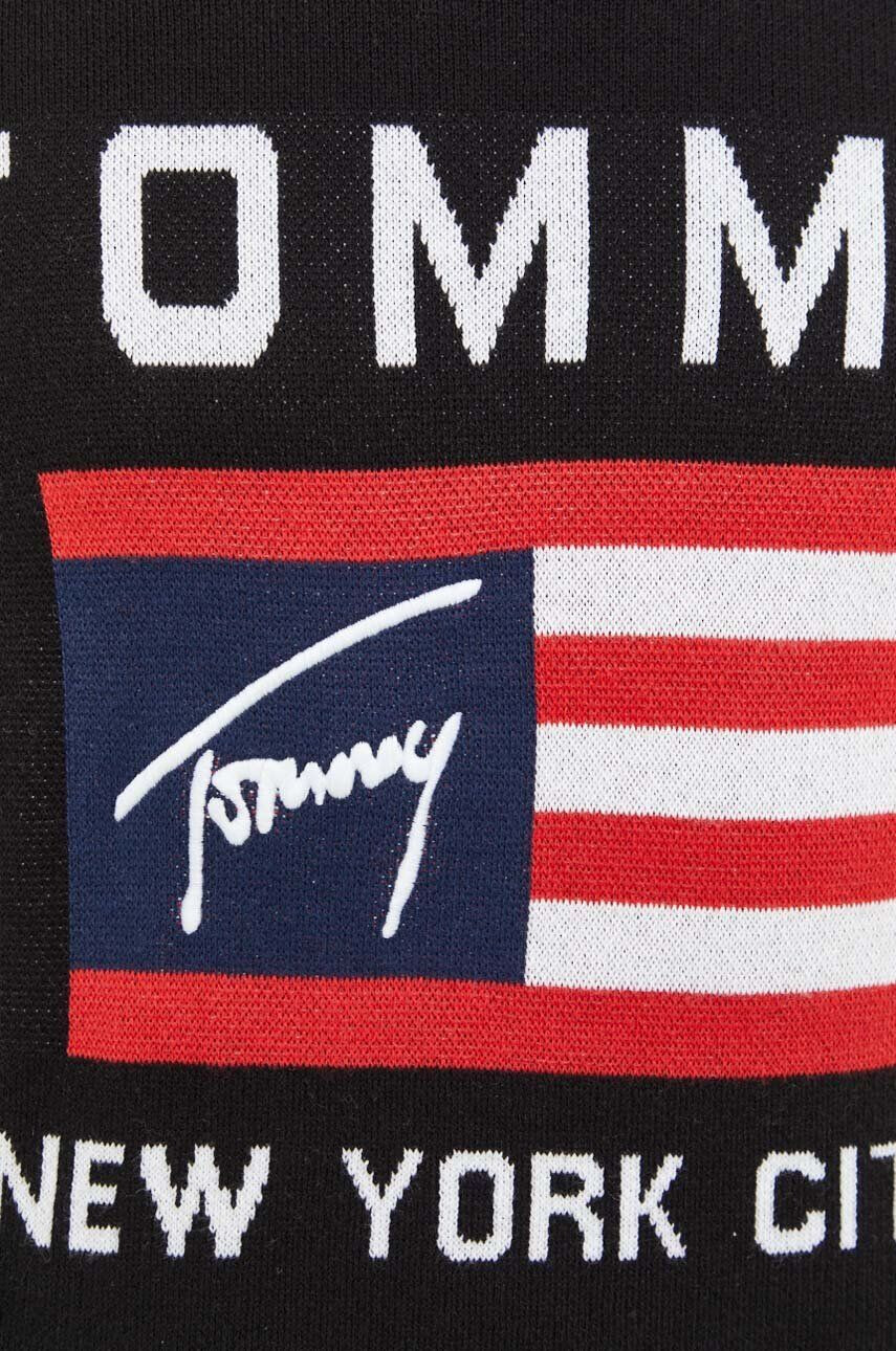 Tommy Jeans Bavlnený sveter čierna farba tenký - Pepit.sk