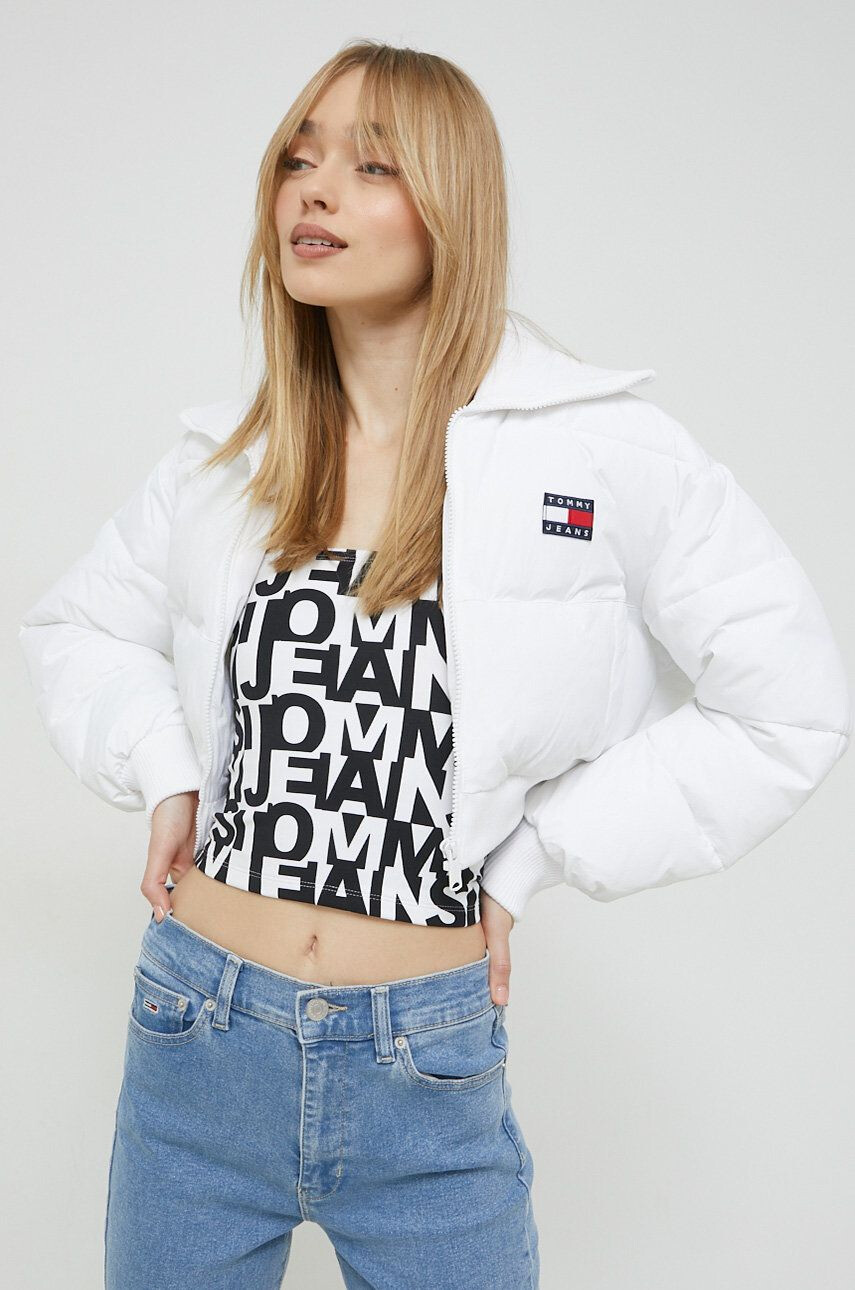 Tommy Jeans Bunda dámska biela farba zimná - Pepit.sk