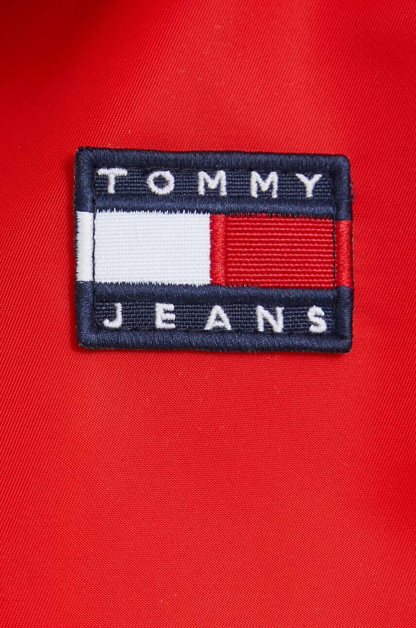 Tommy Jeans Bunda dámska červená farba prechodná - Pepit.sk