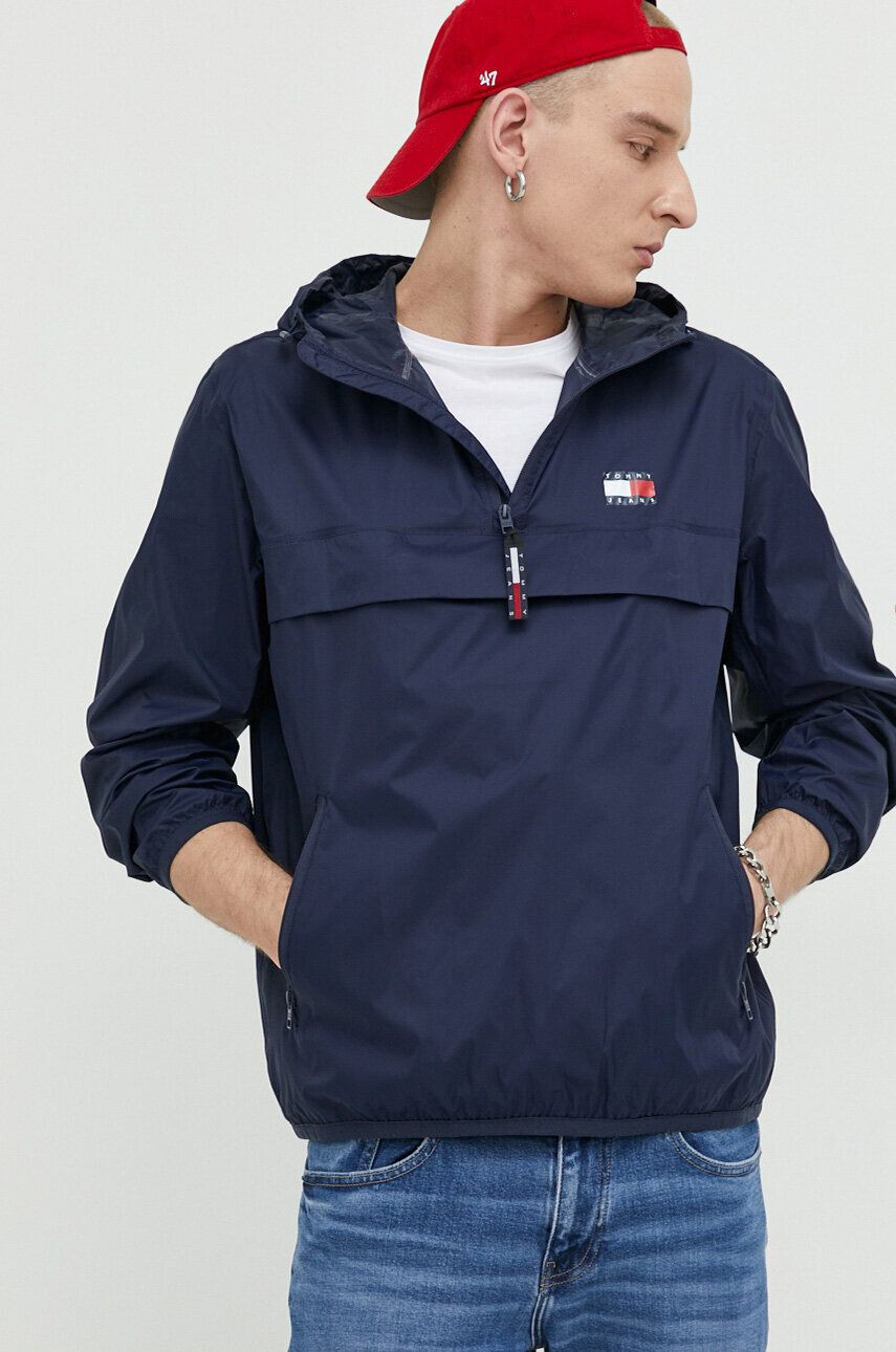 Tommy Jeans Bunda pánska tmavomodrá farba prechodná - Pepit.sk