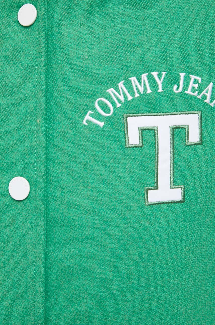 Tommy Jeans Bunda bomber s prímesou vlny čierna farba prechodná - Pepit.sk