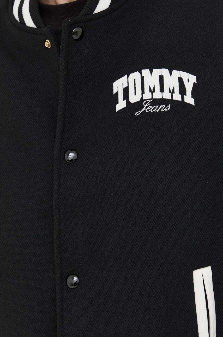 Tommy Jeans Bunda bomber s prímesou vlny čierna farba prechodná - Pepit.sk