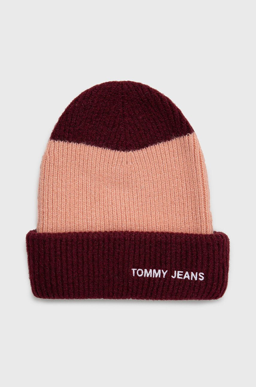 Tommy Jeans Čiapka s prímesou vlny bordová farba - Pepit.sk