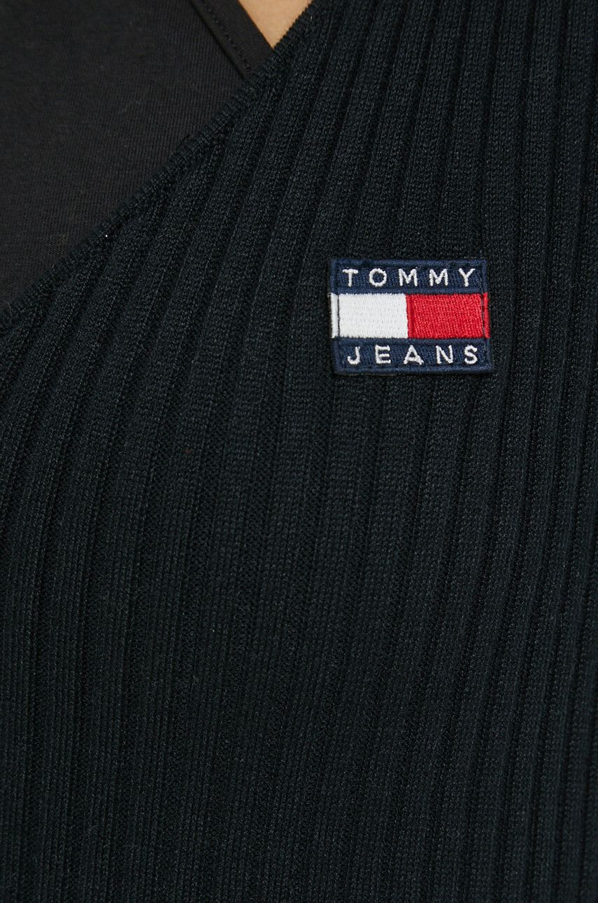 Tommy Jeans Kardigán dámsky čierna farba tenký - Pepit.sk