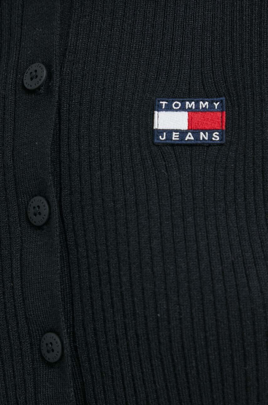 Tommy Jeans Kardigán dámsky čierna farba tenký - Pepit.sk