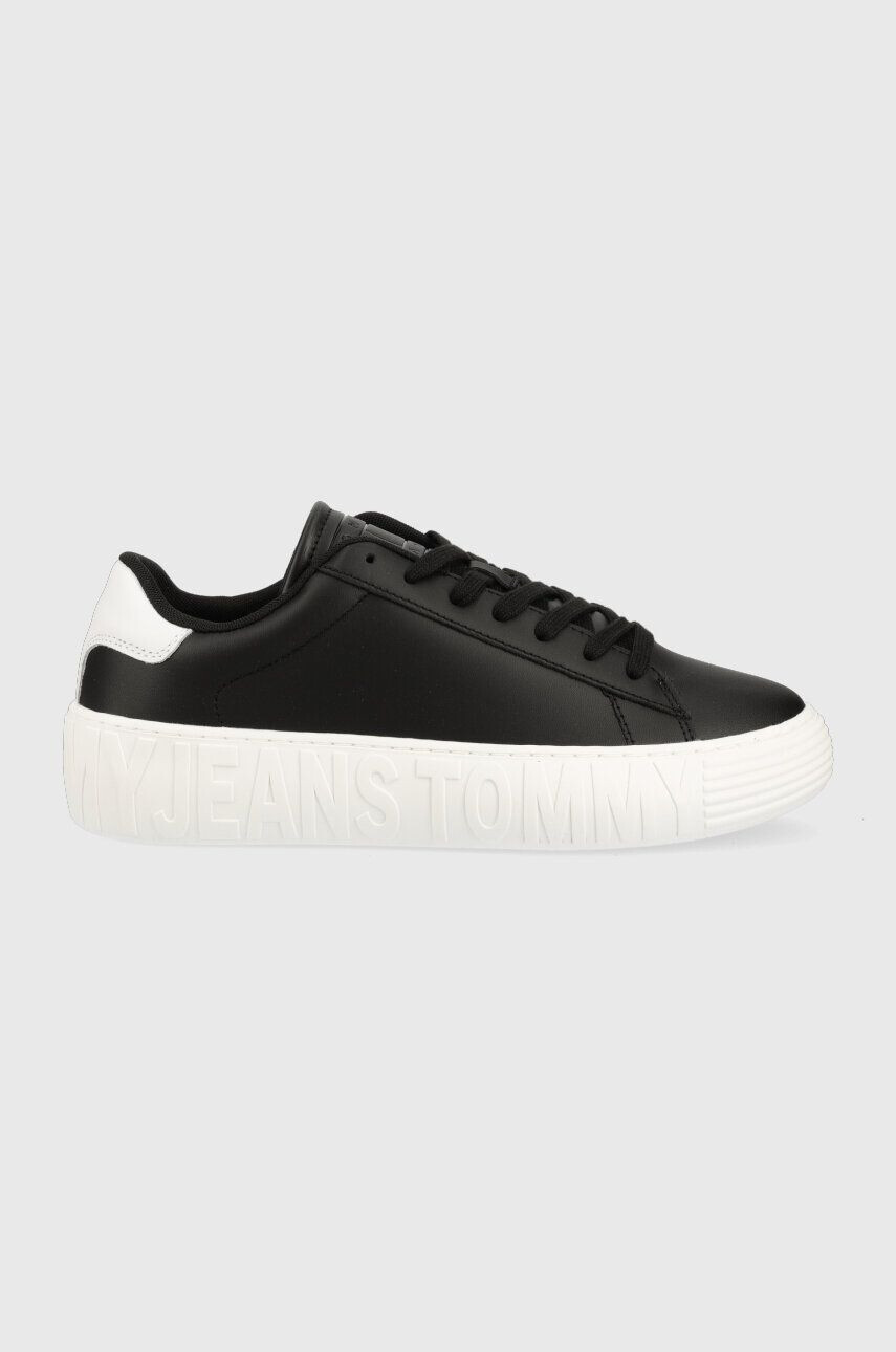 Tommy Jeans Kožené tenisky LEATHER OUTSOLE čierna farba EM0EM01159 - Pepit.sk