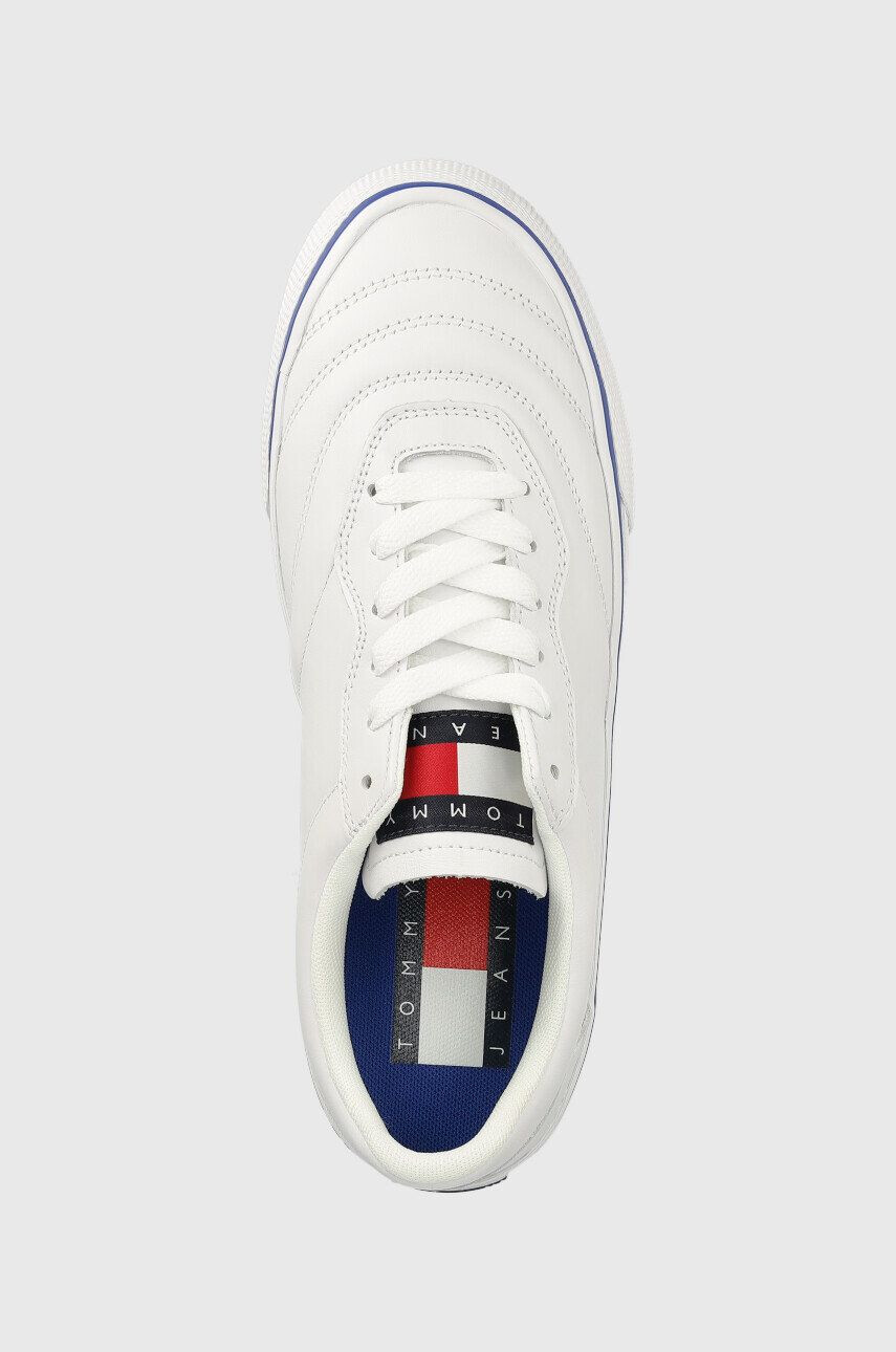 Tommy Jeans Kožené tenisky Leather Soccer Vulc biela farba - Pepit.sk