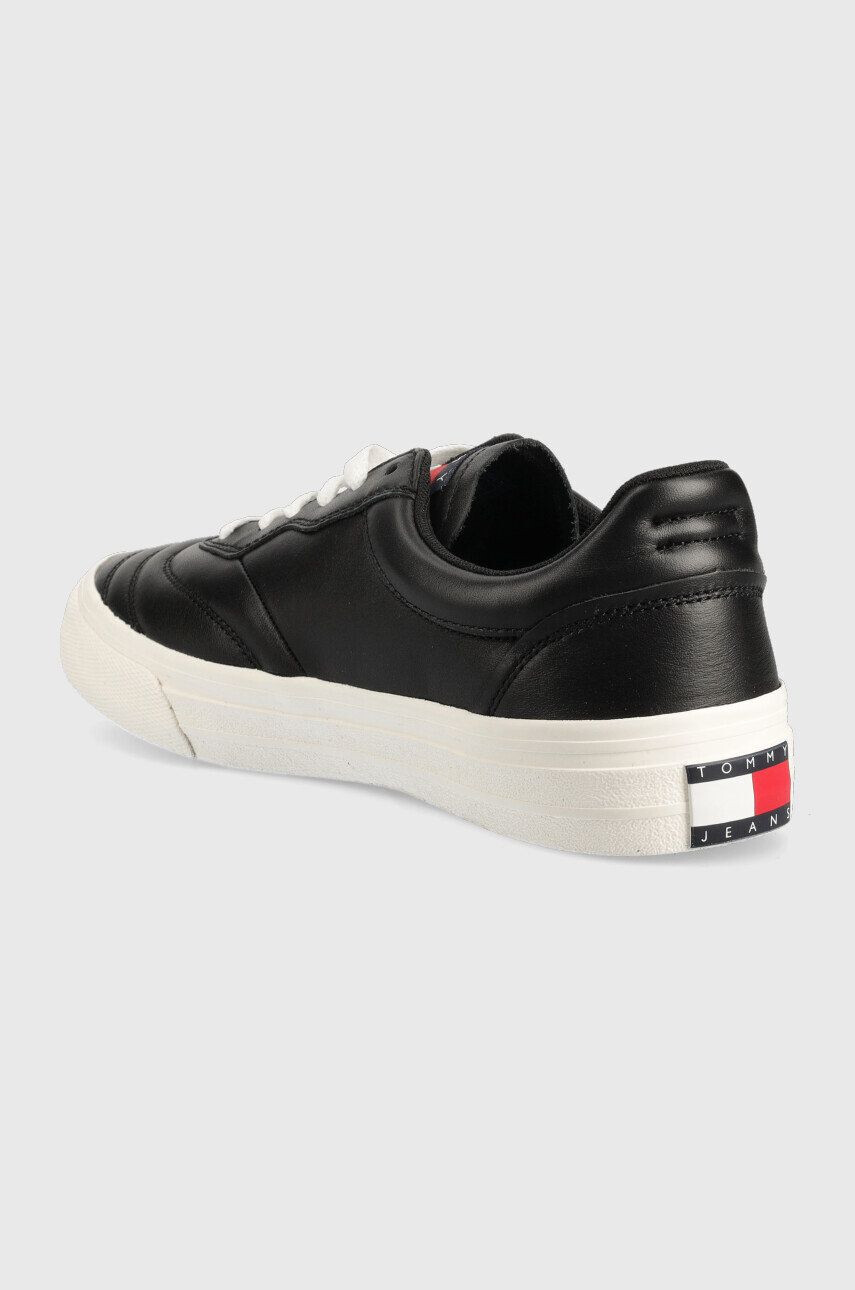 Tommy Jeans Kožené tenisky Leather Soccer Vulc čierna farba - Pepit.sk