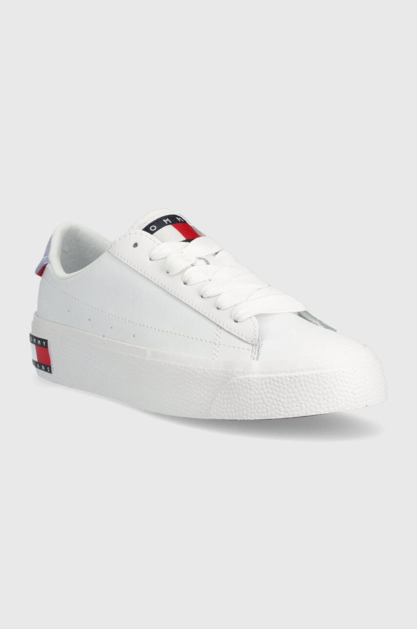 Tommy Jeans Kožené tenisky NOLA PLATFORM biela farba - Pepit.sk