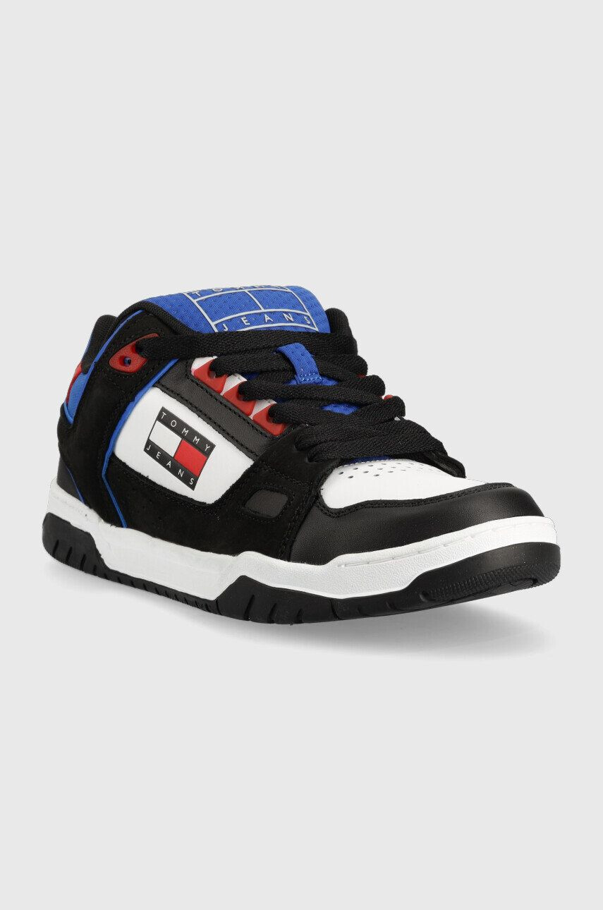 Tommy Jeans Kožené tenisky Skate Sneaker čierna farba - Pepit.sk