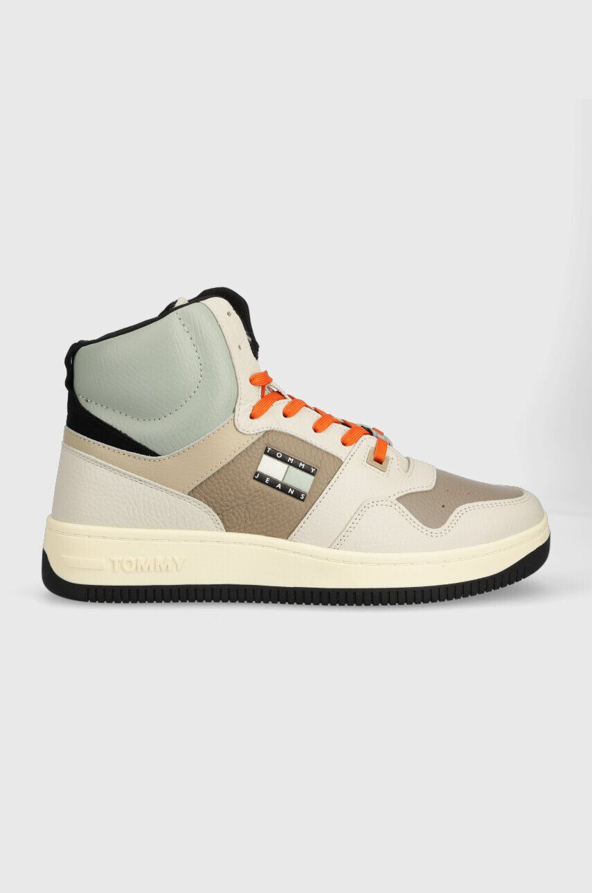 Tommy Jeans Kožené tenisky TJM BASKET MID LEATHER biela farba EM0EM01258 - Pepit.sk