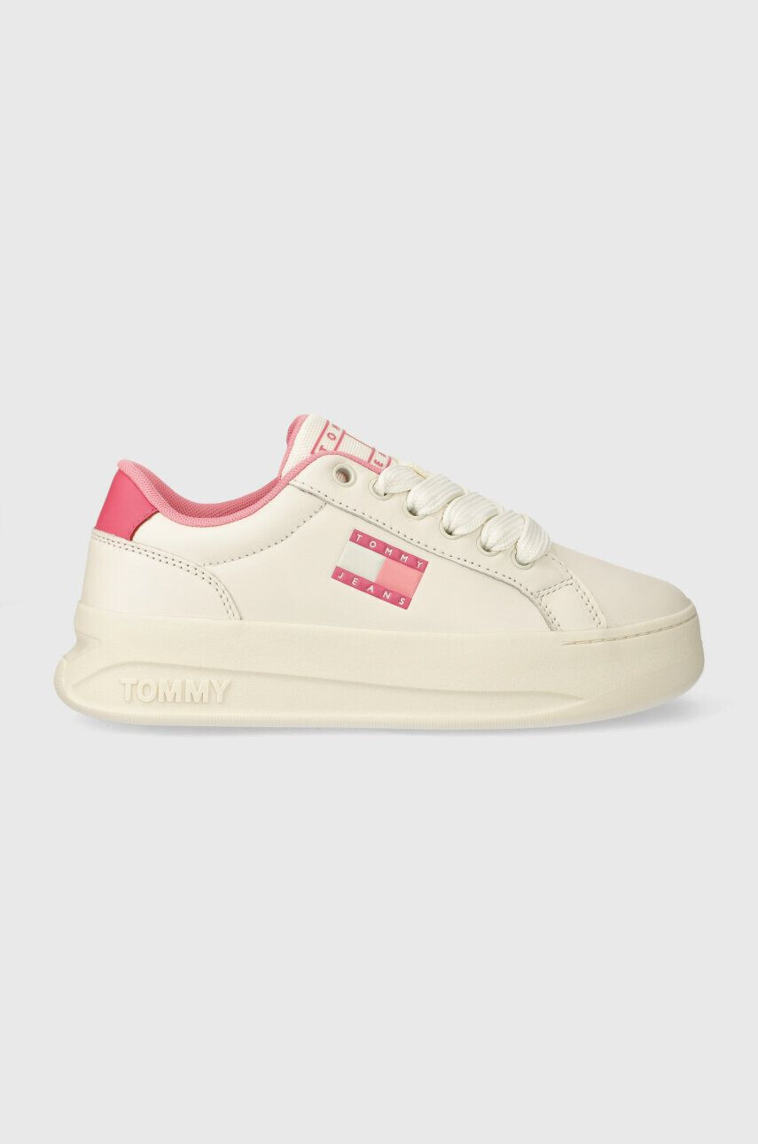 Tommy Jeans Kožené tenisky TJW CITY FLATFORM biela farba EN0EN02500 - Pepit.sk