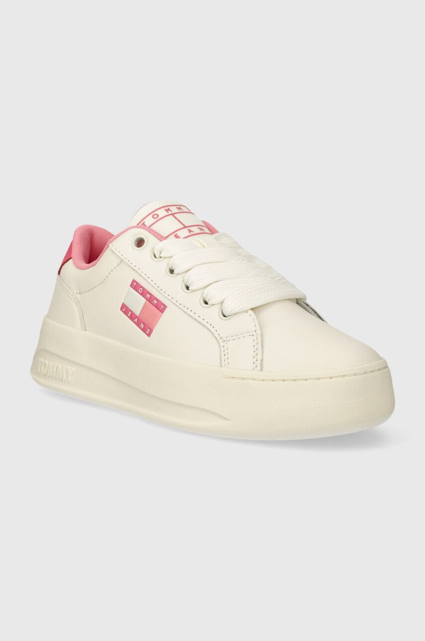 Tommy Jeans Kožené tenisky TJW CITY FLATFORM biela farba EN0EN02500 - Pepit.sk