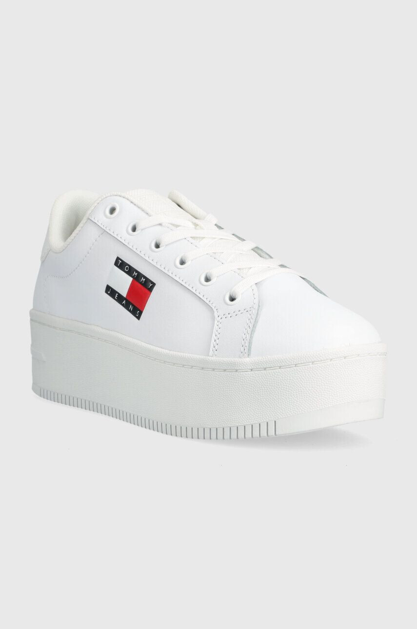 Tommy Jeans Kožené tenisky TJW FLATFORM ESS biela farba EN0EN02518 - Pepit.sk