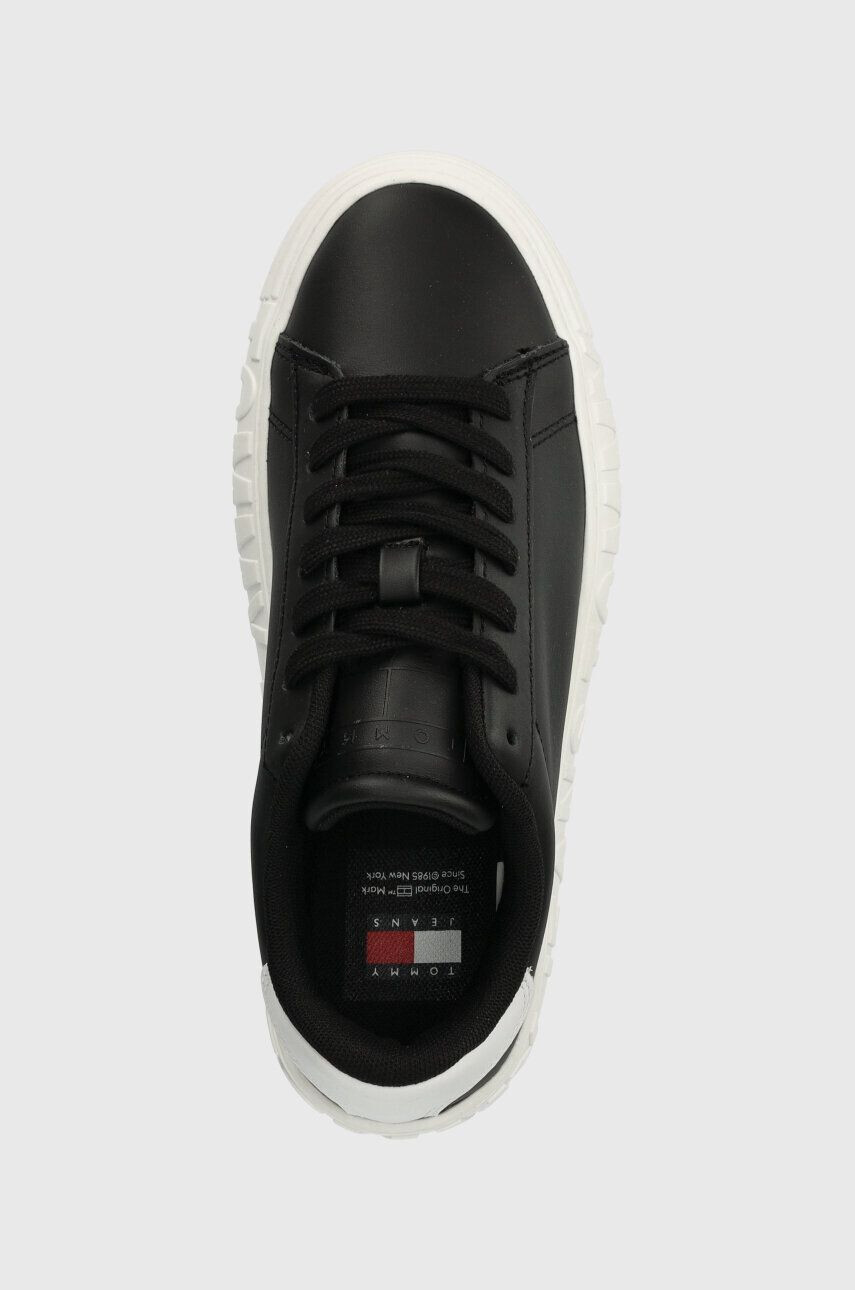 Tommy Jeans Kožené tenisky TJW LEATHER CUPSOLE ESS čierna farba EN0EN02507 - Pepit.sk