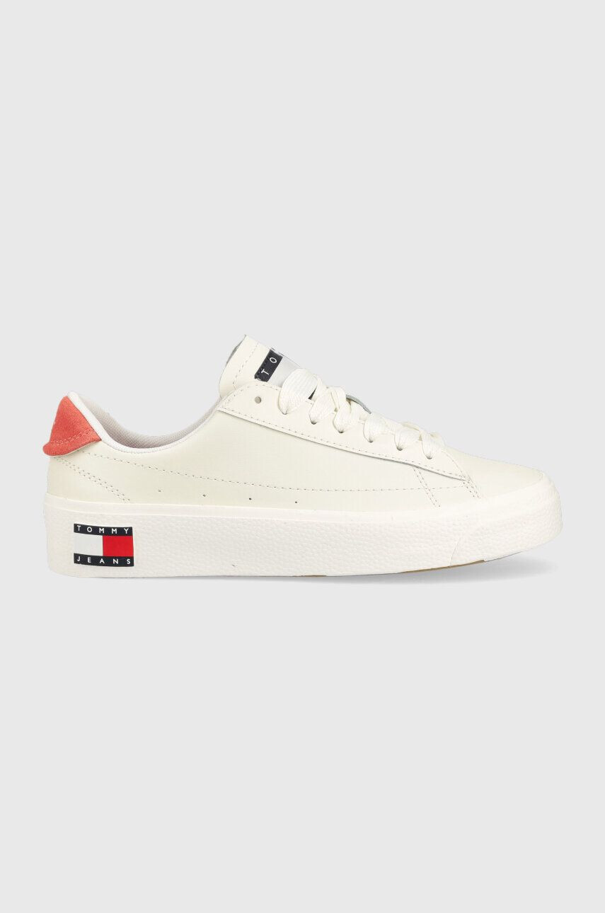 Tommy Jeans Kožené tenisky TJW LEATHER VULC. FLATFORM béžová farba EN0EN02203 - Pepit.sk