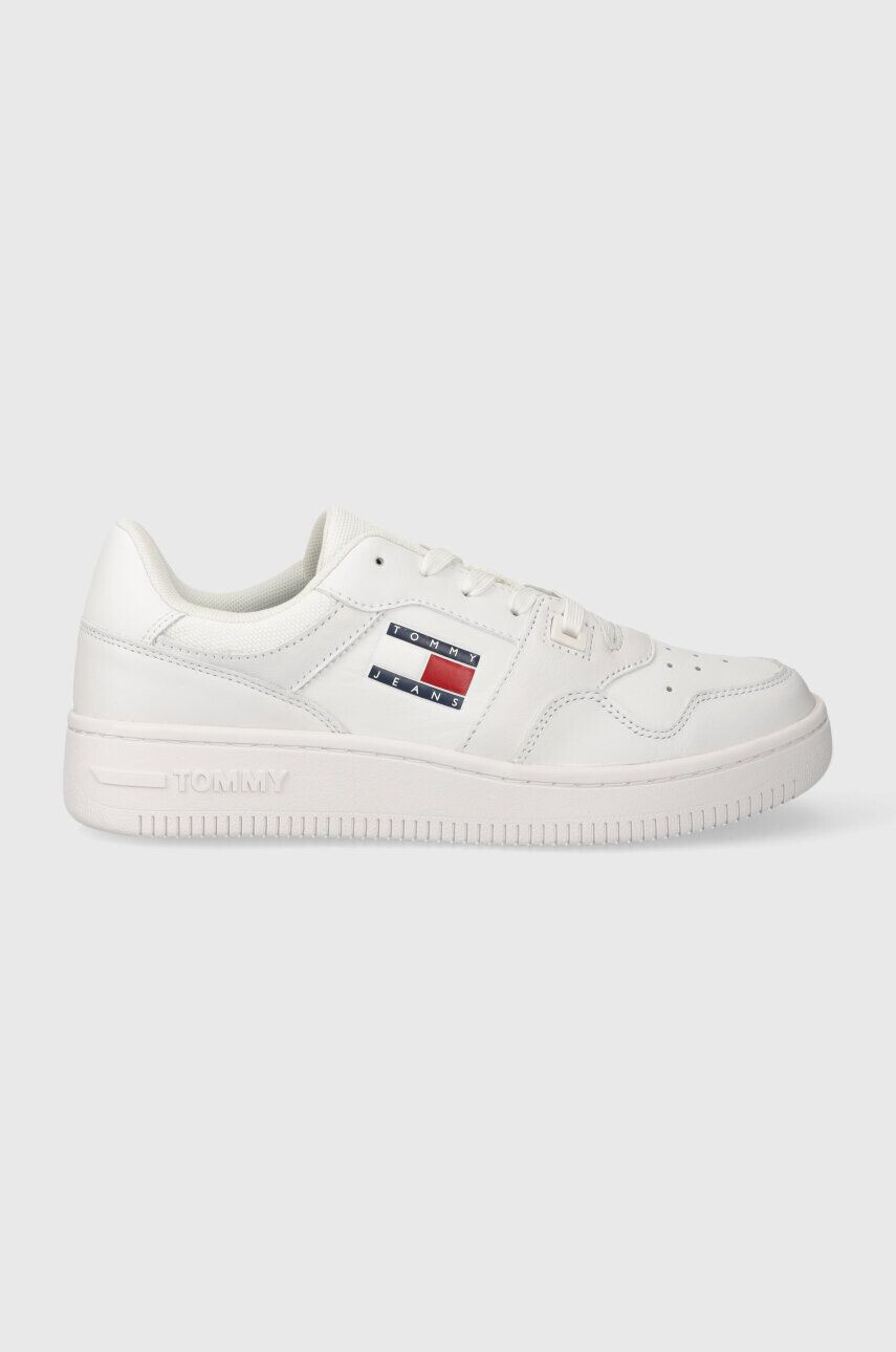 Tommy Jeans Kožené tenisky TJW RETRO BASKET ESS biela farba EN0EN02505 - Pepit.sk