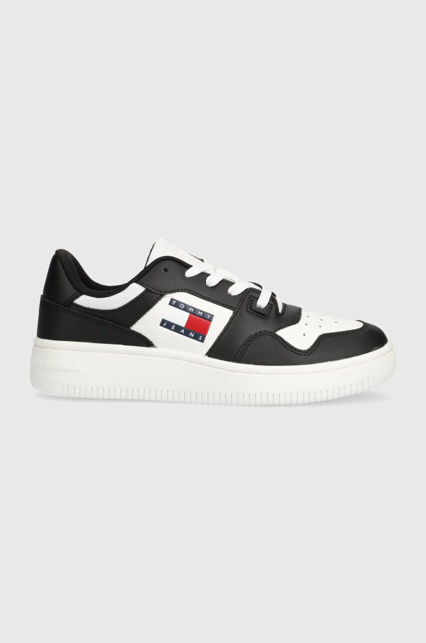 Tommy Jeans Kožené tenisky TJW RETRO BASKET ESS čierna farba EN0EN02505 - Pepit.sk