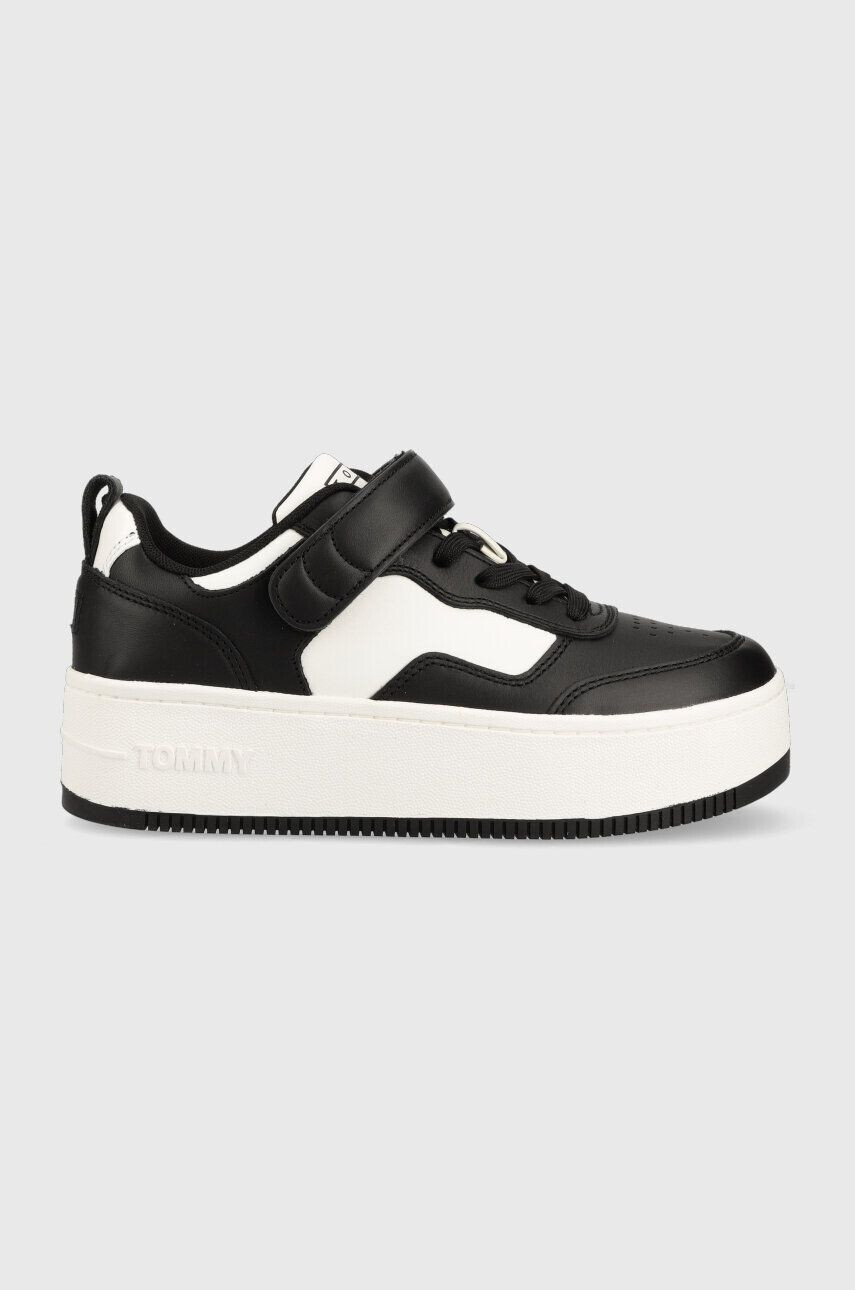 Tommy Jeans Kožené tenisky TJW VELCRO FLATFORM čierna farba EN0EN02210 - Pepit.sk