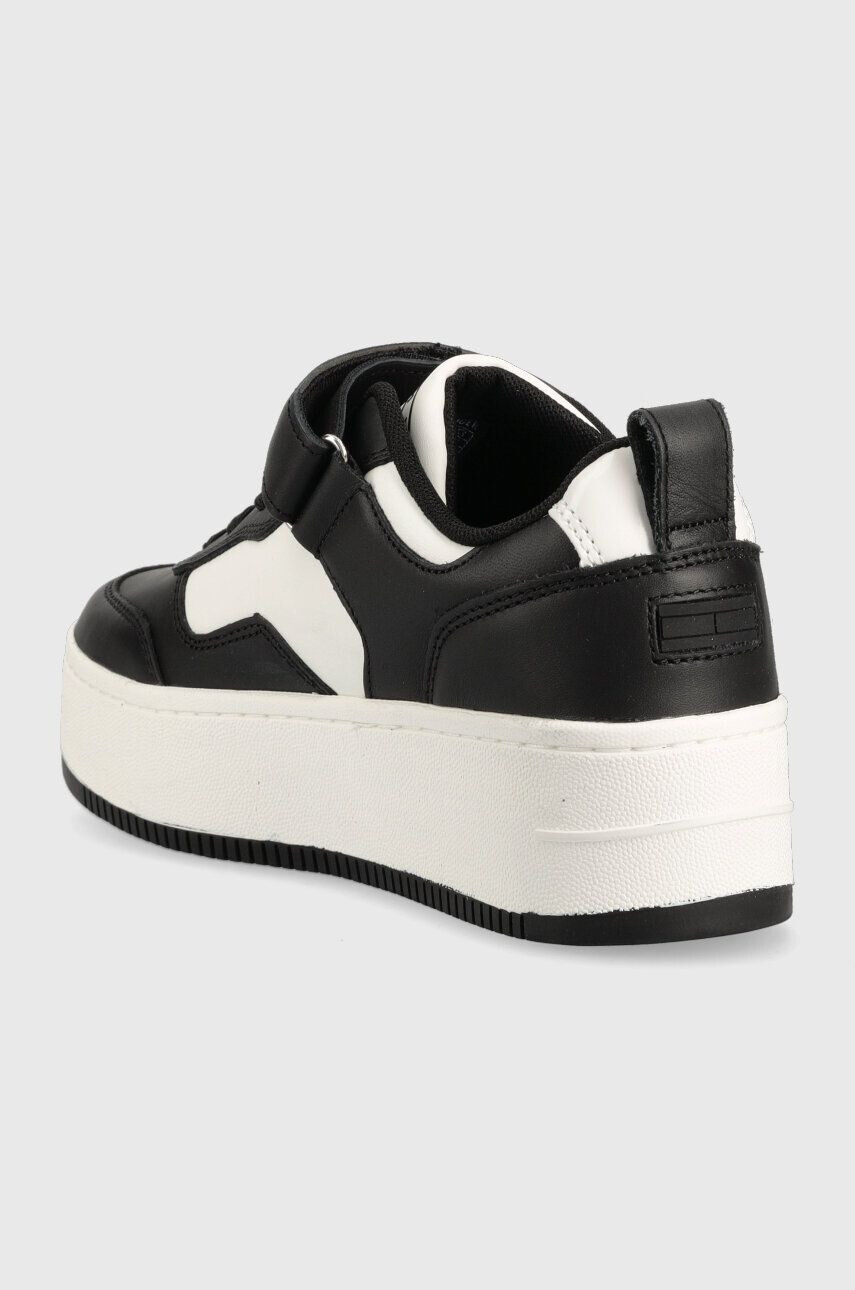 Tommy Jeans Kožené tenisky TJW VELCRO FLATFORM čierna farba EN0EN02210 - Pepit.sk