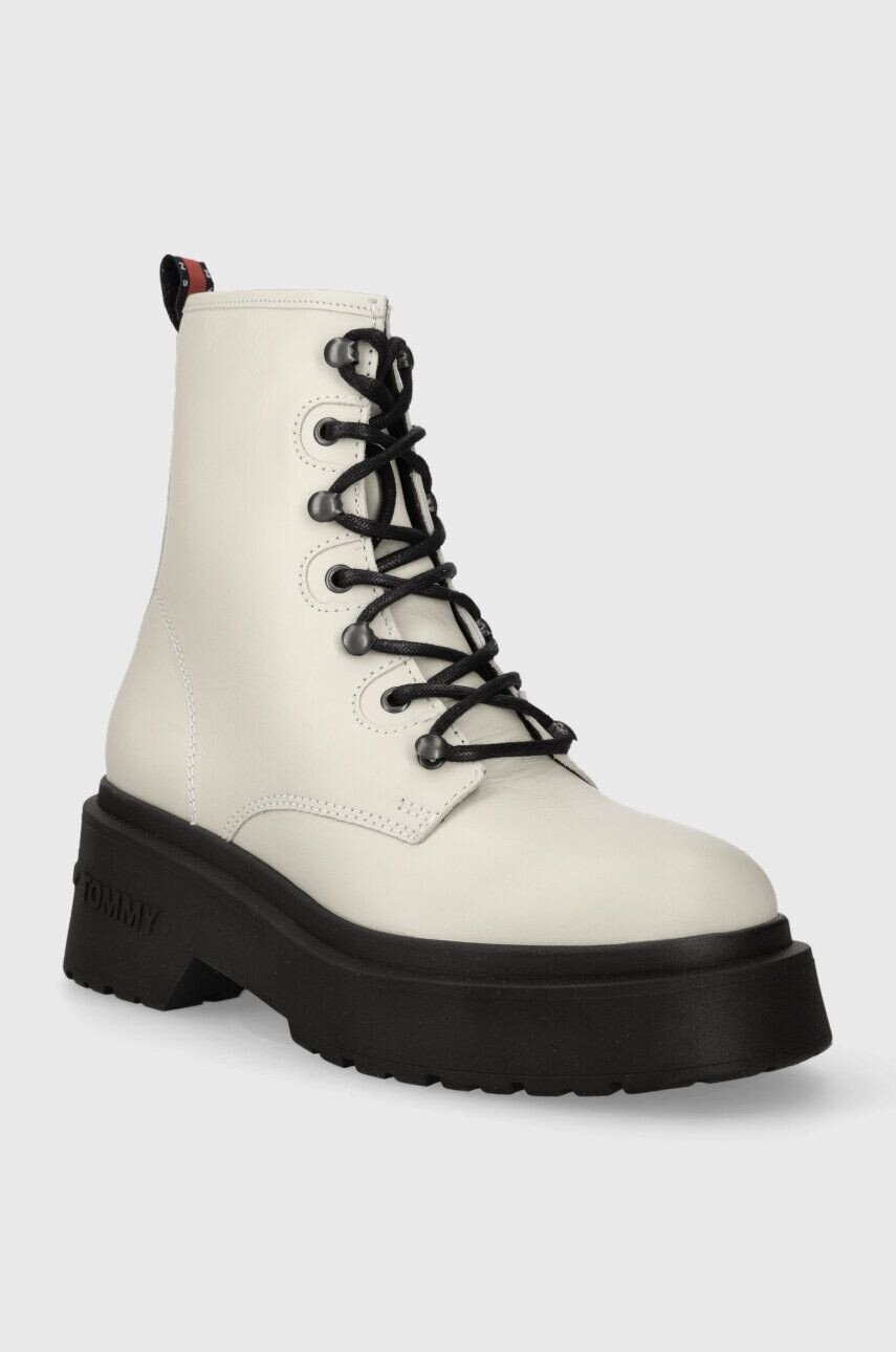 Tommy Jeans Kožené workery TJW LACE UP BOOT CHUNKY dámske béžová farba na platforme EN0EN02404 - Pepit.sk