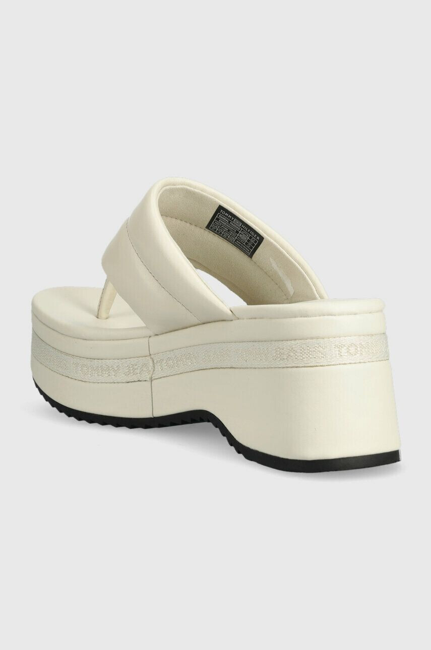 Tommy Jeans Kožené žabky SANDAL PADDED dámske béžová farba na platforme EN0EN02075 - Pepit.sk