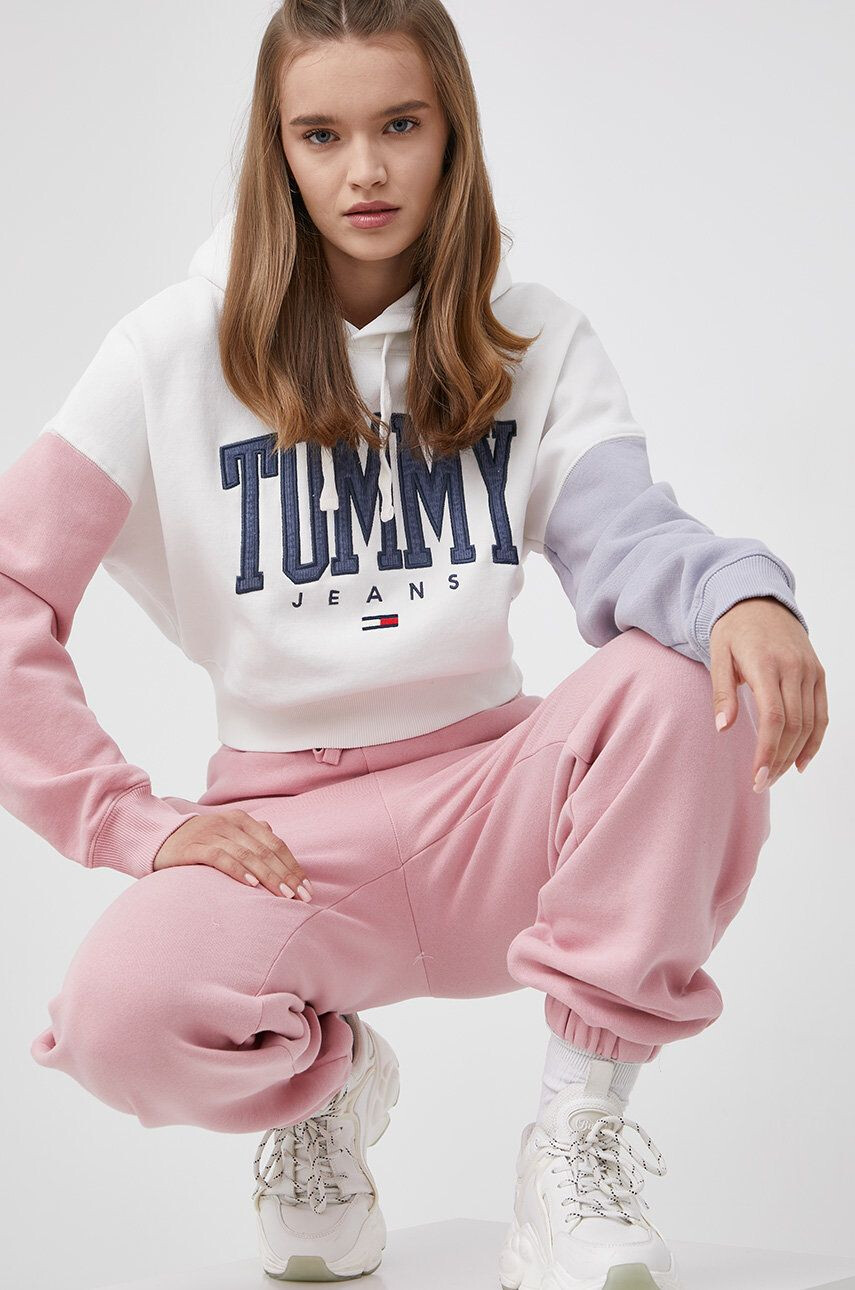 Tommy Jeans Mikina dámska biela farba s nášivkou - Pepit.sk