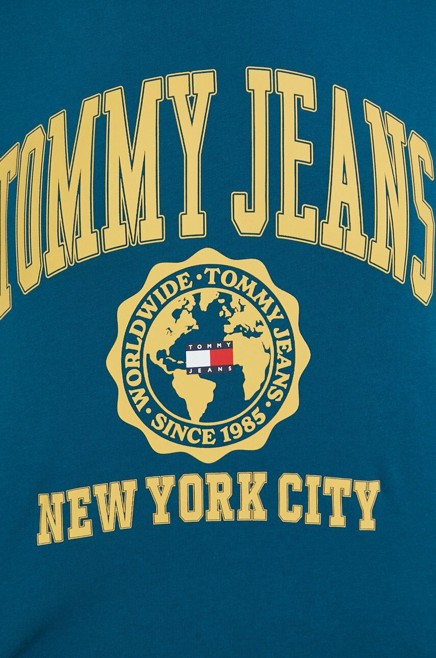 Tommy Jeans Mikina dámska tyrkysová farba s potlačou - Pepit.sk