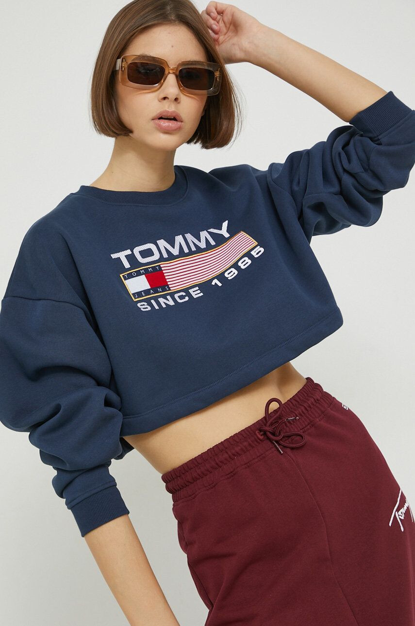 Tommy Jeans mikina dámska tmavomodrá farba s nášivkou - Pepit.sk