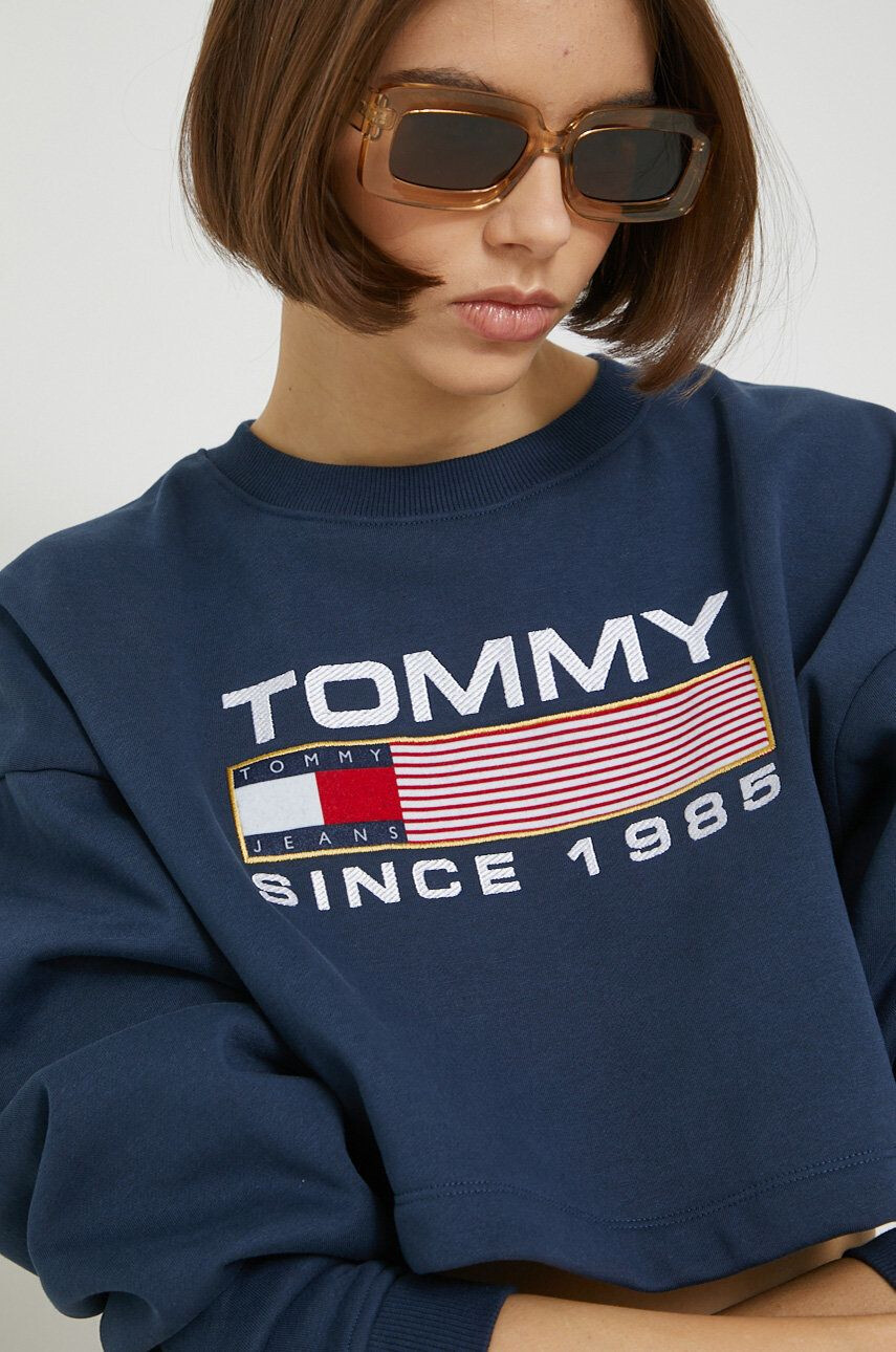 Tommy Jeans mikina dámska tmavomodrá farba s nášivkou - Pepit.sk