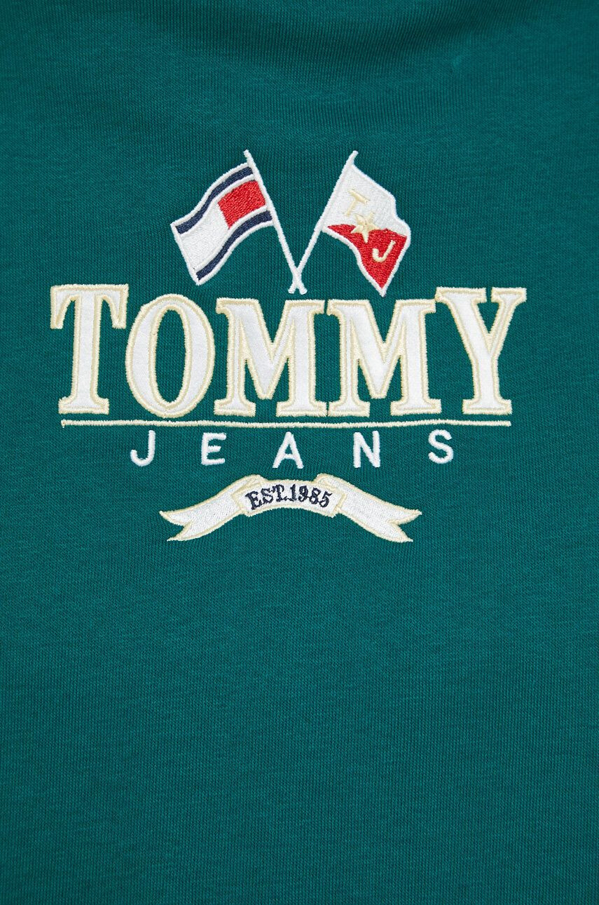 Tommy Jeans mikina dámska zelená farba s kapucňou s nášivkou - Pepit.sk