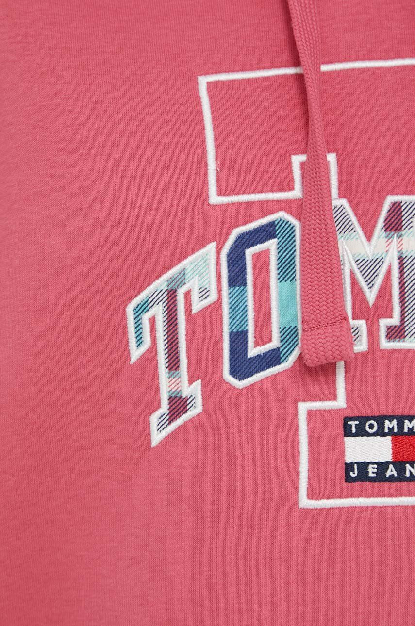 Tommy Jeans Mikina dámska ružová farba s kapucňou s nášivkou - Pepit.sk