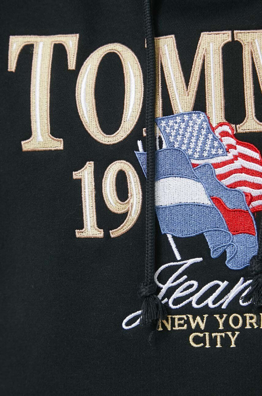 Tommy Jeans Mikina dámska čierna farba s kapucňou s nášivkou - Pepit.sk