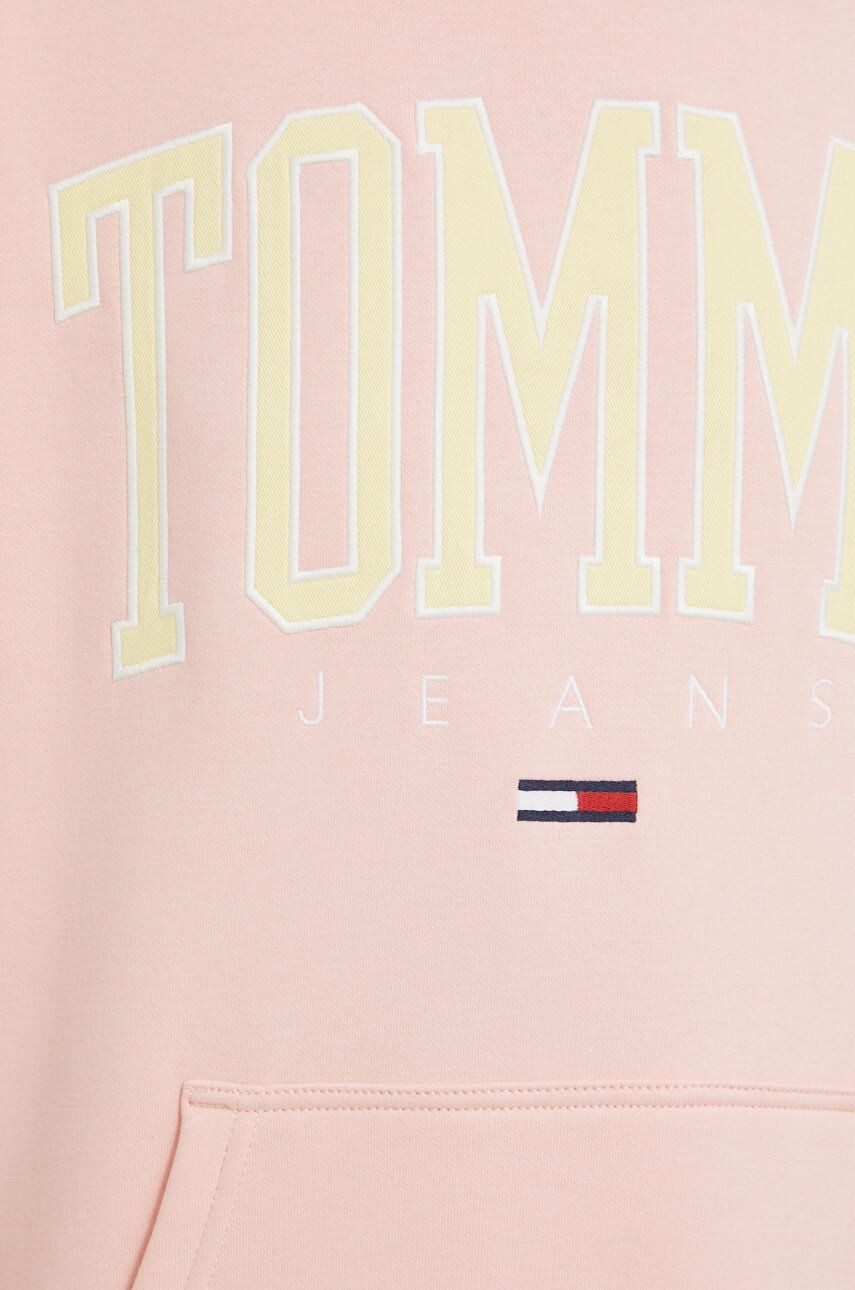 Tommy Jeans Mikina dámska ružová farba s kapucňou s nášivkou - Pepit.sk